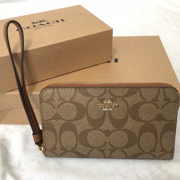 Coach Handbags - NWT Coach Brown Logo Tech Wallet / Wristlet